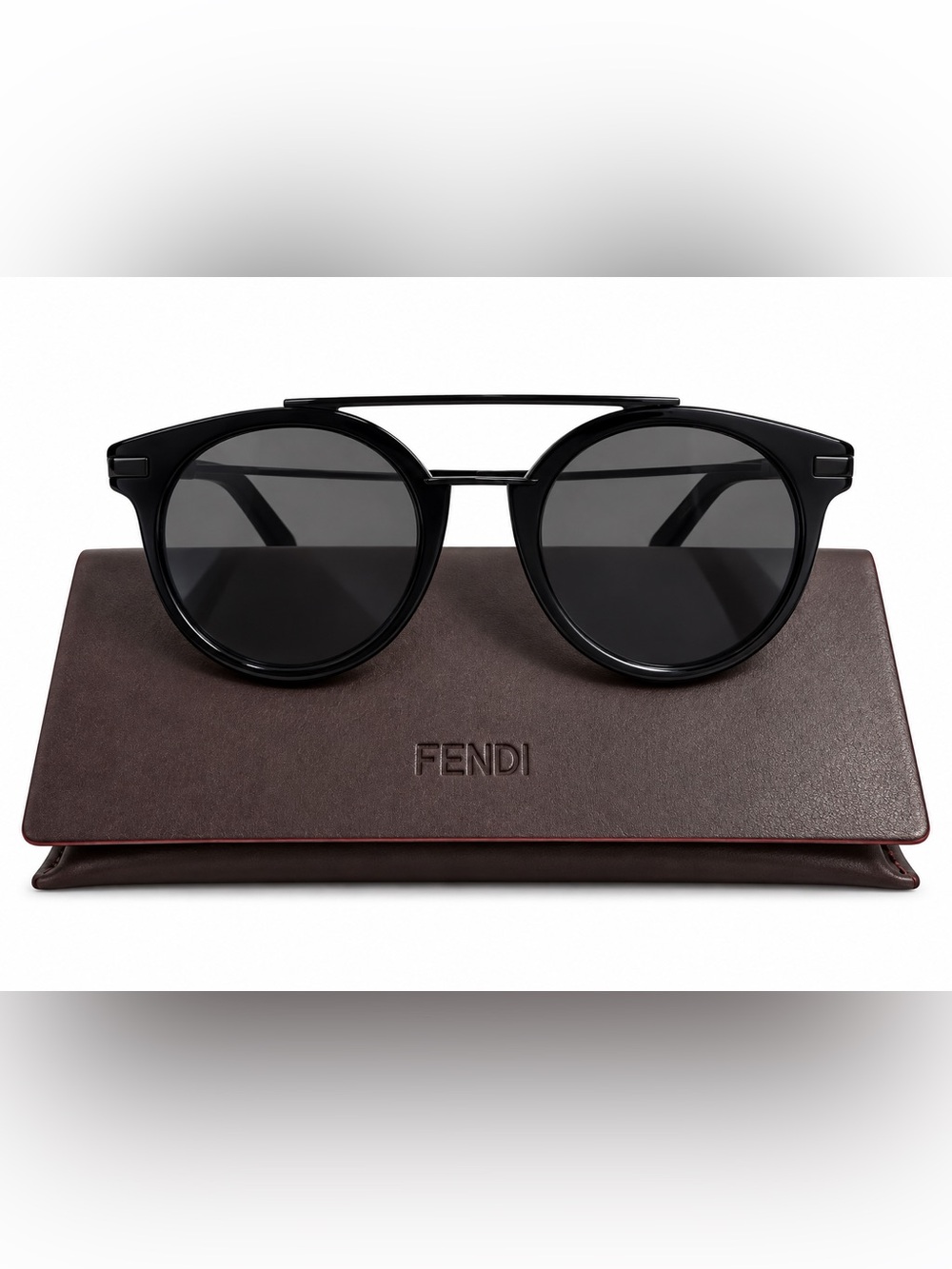 Fendi FF 0225/S Black Round Sunglasses 49-21-145 w/ Original Case